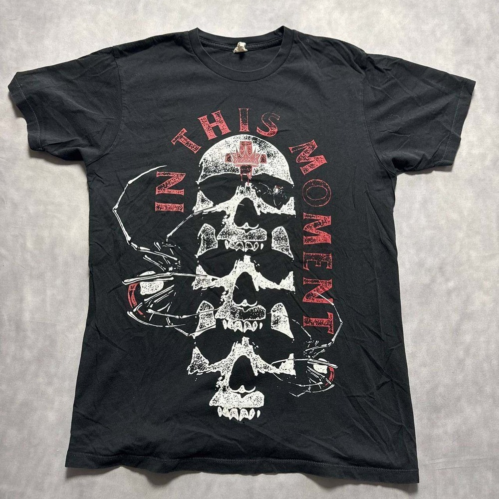 In This Moment Band T-Shirt Mens Medium Black Skulls Spider Crown Graphic Tee